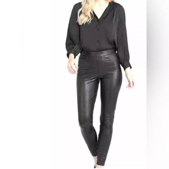 SPANX Women’s Faux Leather Like Ankle Skinny Pants 20282Q Black PETITE LARGE‎ - Picture 5 of 16